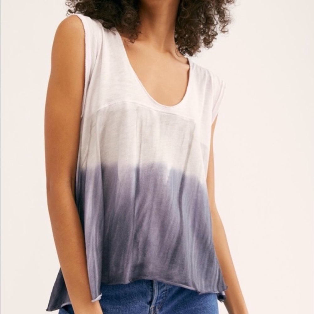 We The Free Paradise Lilac Gray Raw Edge Ombré Knit Tank - Size XS